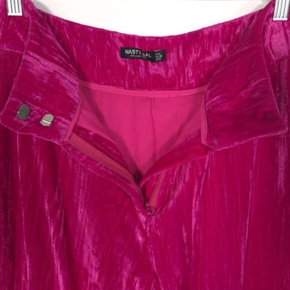 NASTY GAL Women's Crushed Velvet High Waisted Wide Leg Flare Pants Pink Size‎ 4 - Picture 11 of 16